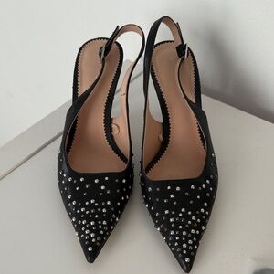 Zara Black Studded Slingback Heels